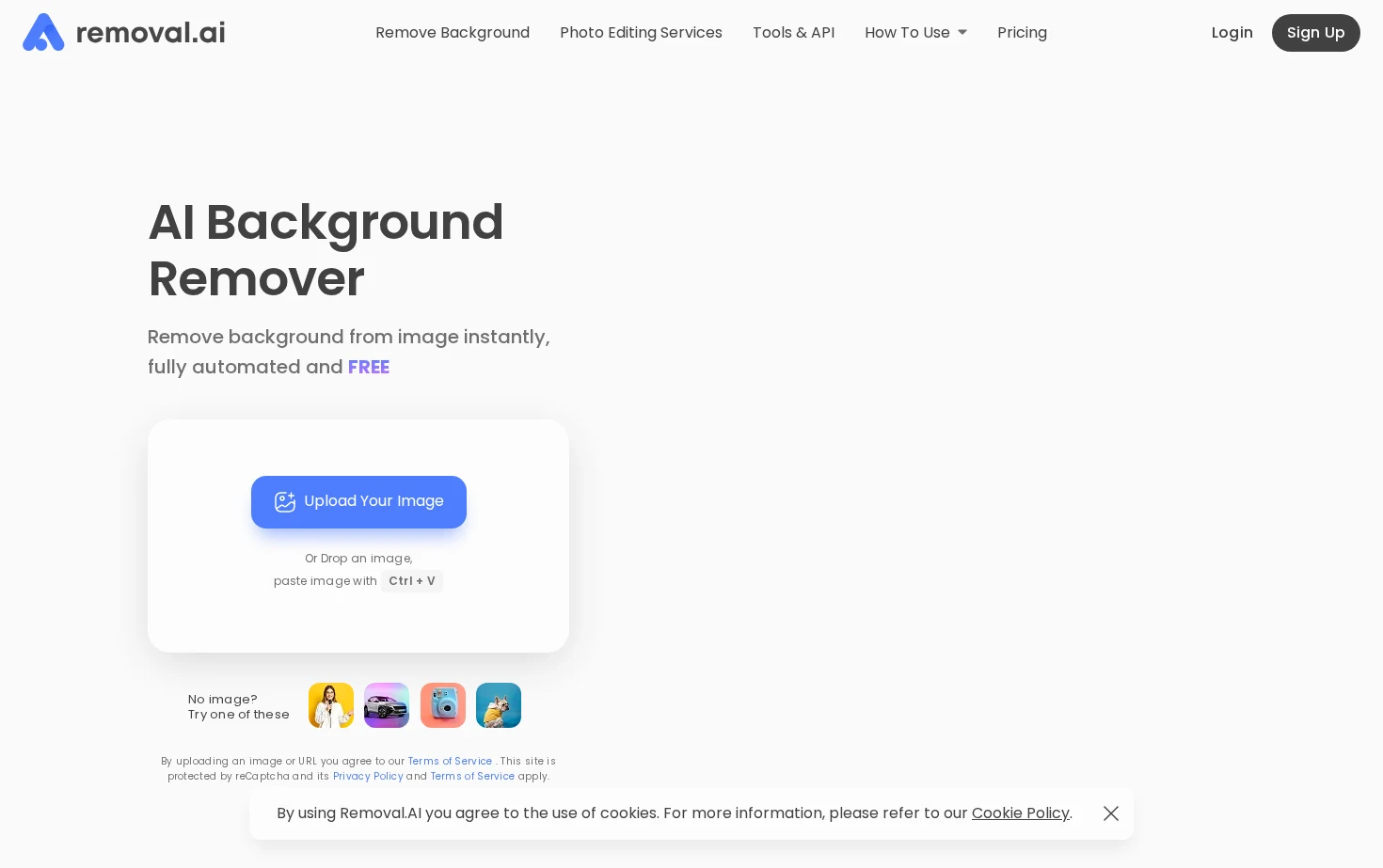 Removal.AI 页面快照